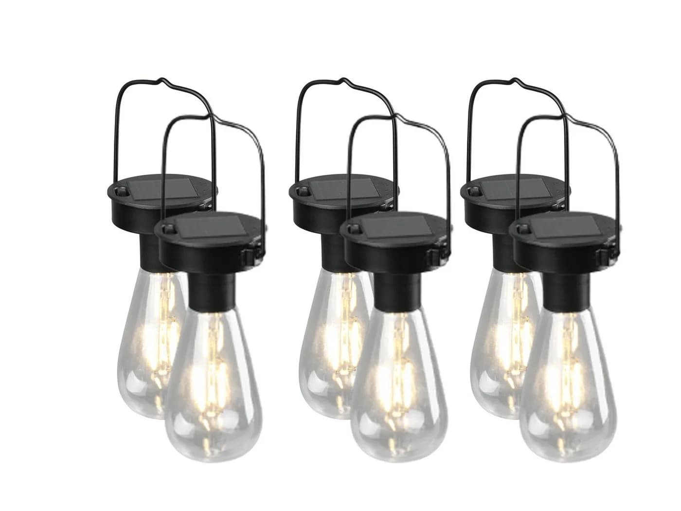 Reality Leuchten 6er Set Solar-Hängeleuchte LED Schwarz Metall - Bild 2