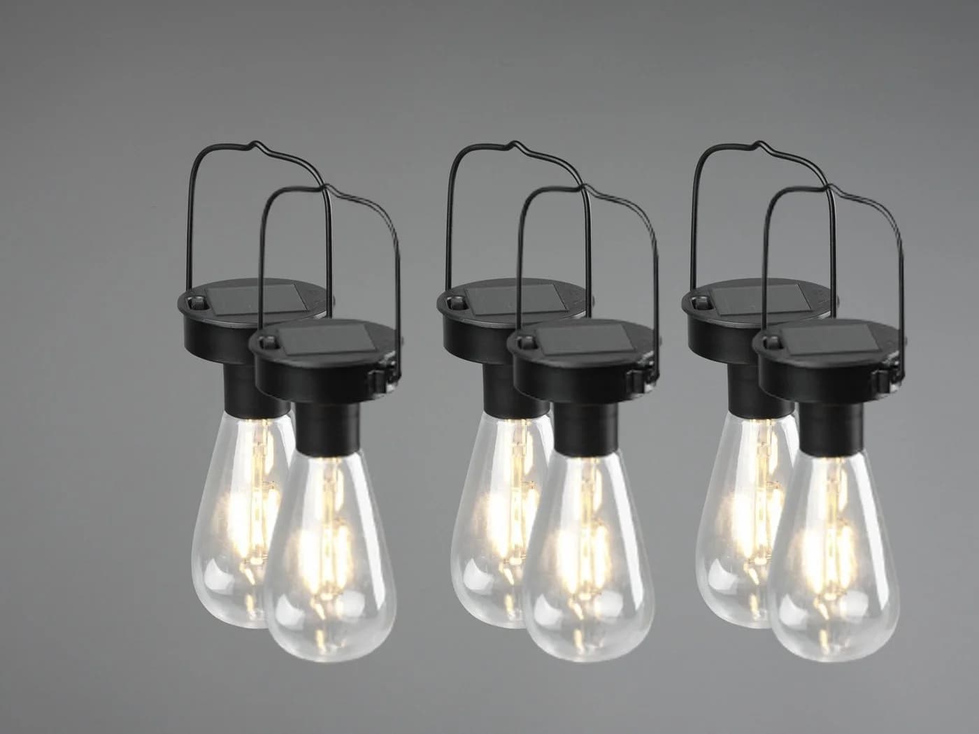 Reality Leuchten 6er Set Solar-Hängeleuchte LED Schwarz Metall - Bild 3