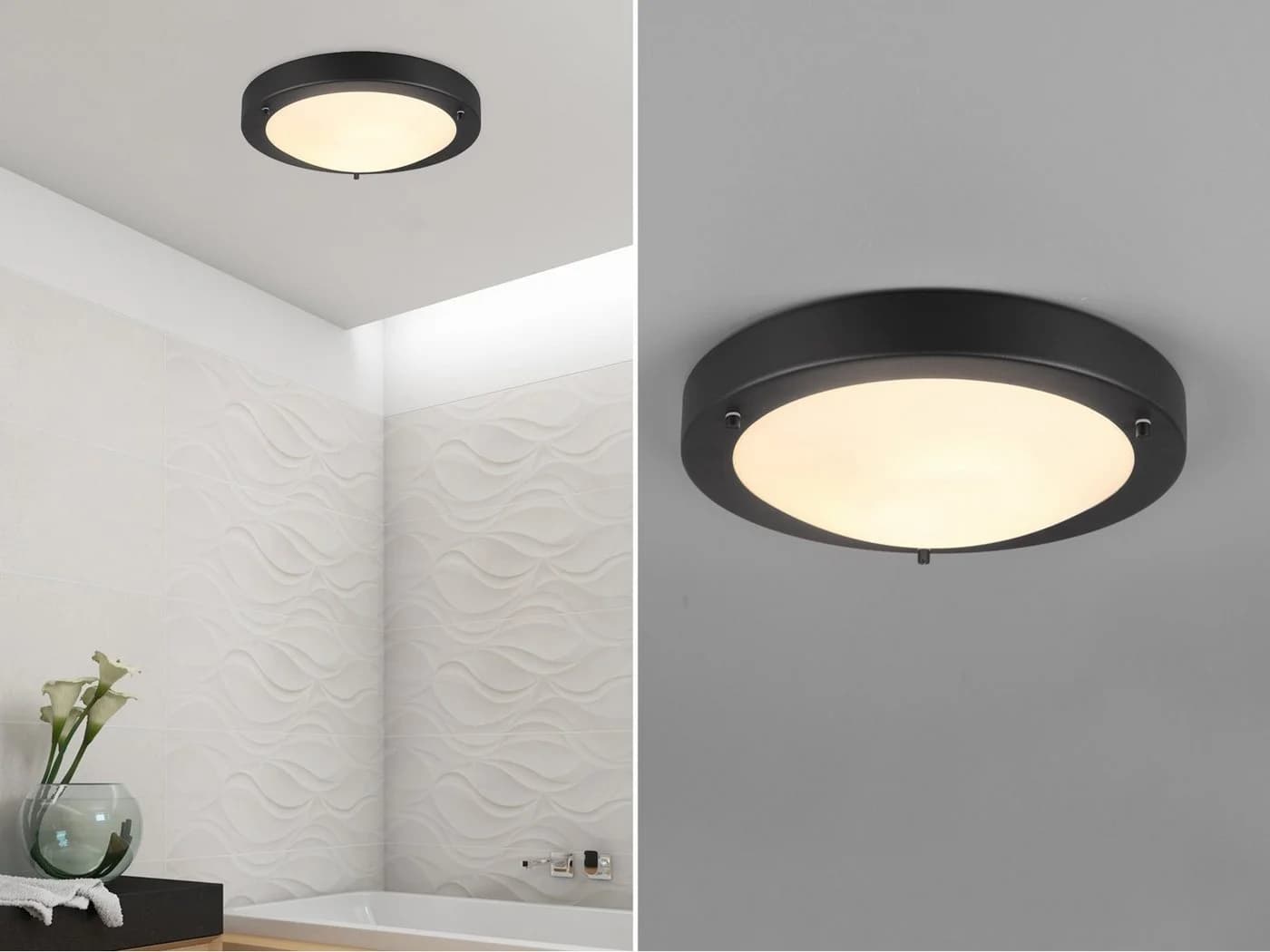 TRIO Leuchten LED Deckenleuchte Schwarz Weiß IP44 Dimmbar