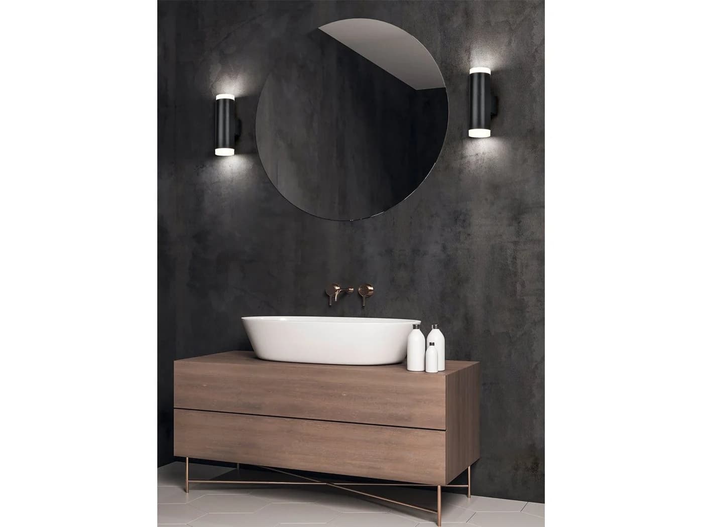 TRIO Leuchten Spiegelleuchte LED Warmweiß 2er Set Updown Badezimmerlampen Wand Bad-lampen Schwarz - Bild 5