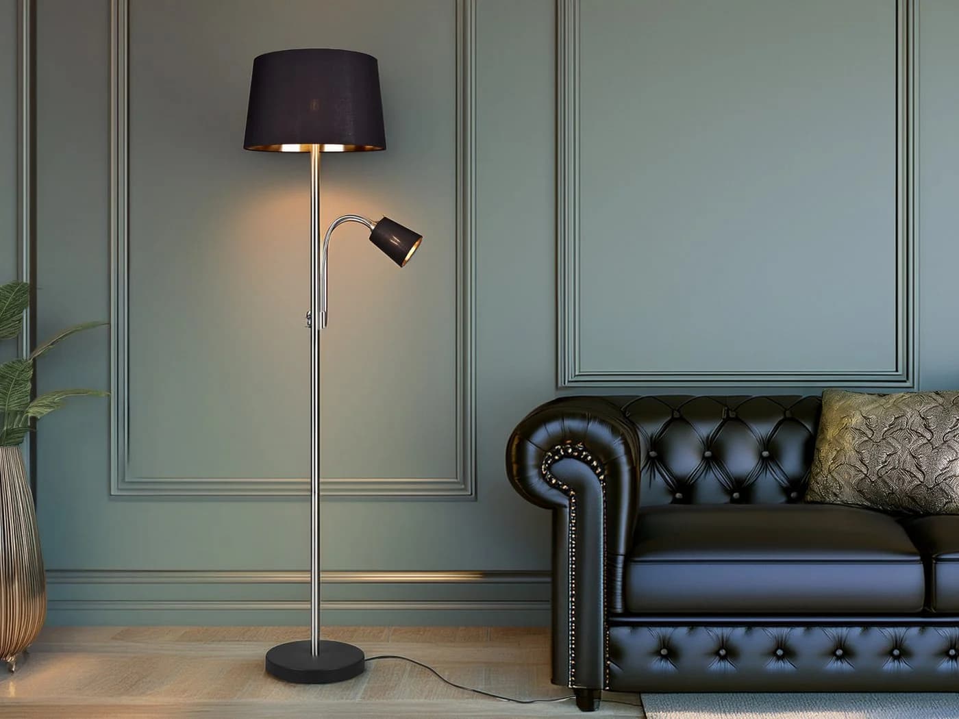 meineWunschleuchte Stehlampe mit Lesearm Silber Matt Schwarz Gold - Bild 5