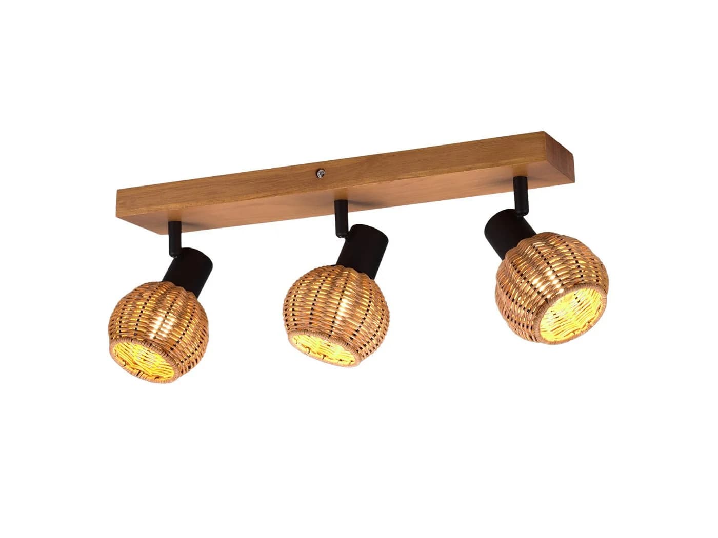 meineWunschleuchte Deckenstrahler 3-flammig Rattan Holz Skandinavisch - Bild 2