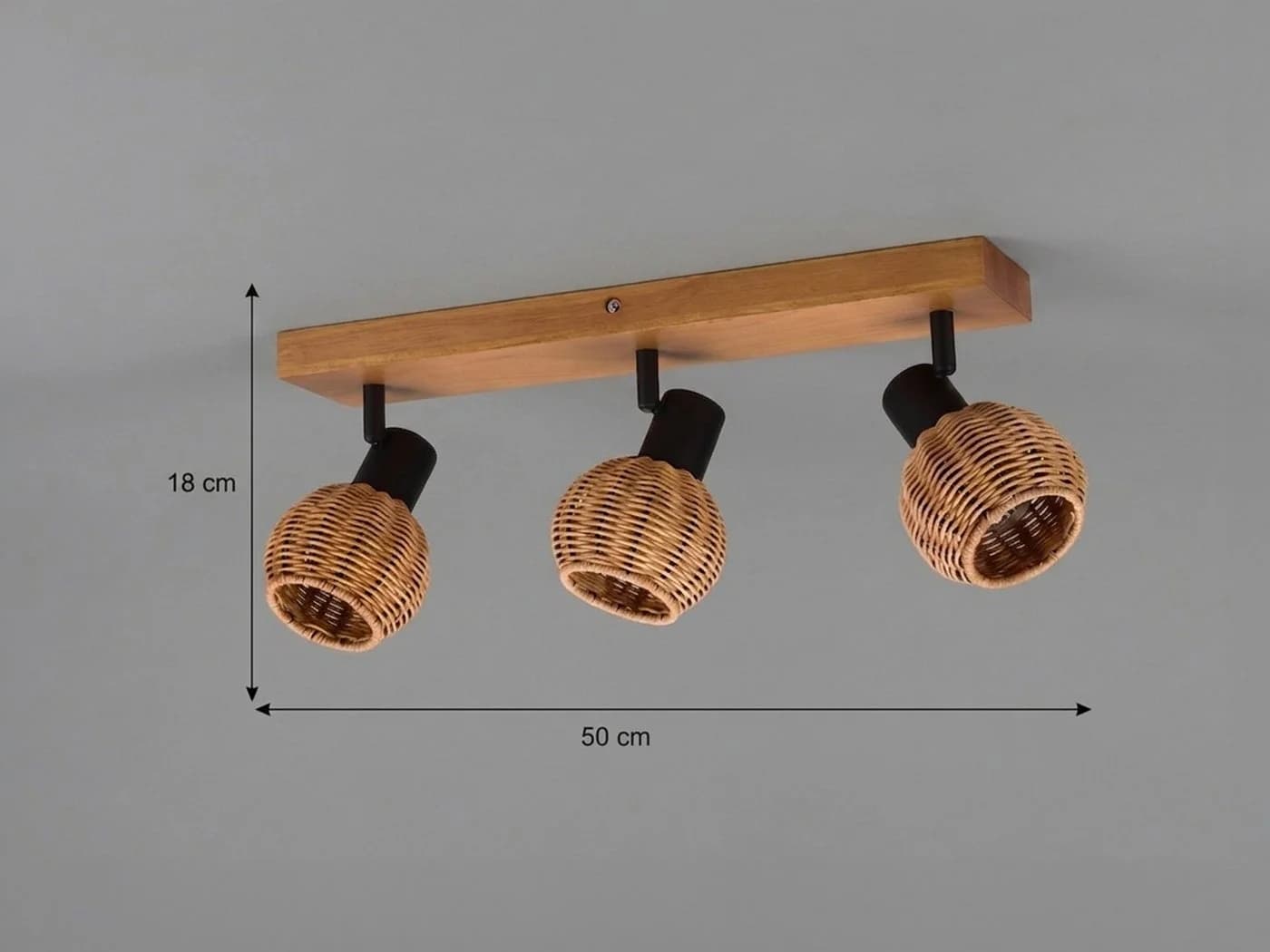 meineWunschleuchte Deckenstrahler 3-flammig Rattan Holz Skandinavisch - Bild 4