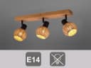 meineWunschleuchte Deckenstrahler 3-flammig Rattan Holz Skandinavisch Bild 5