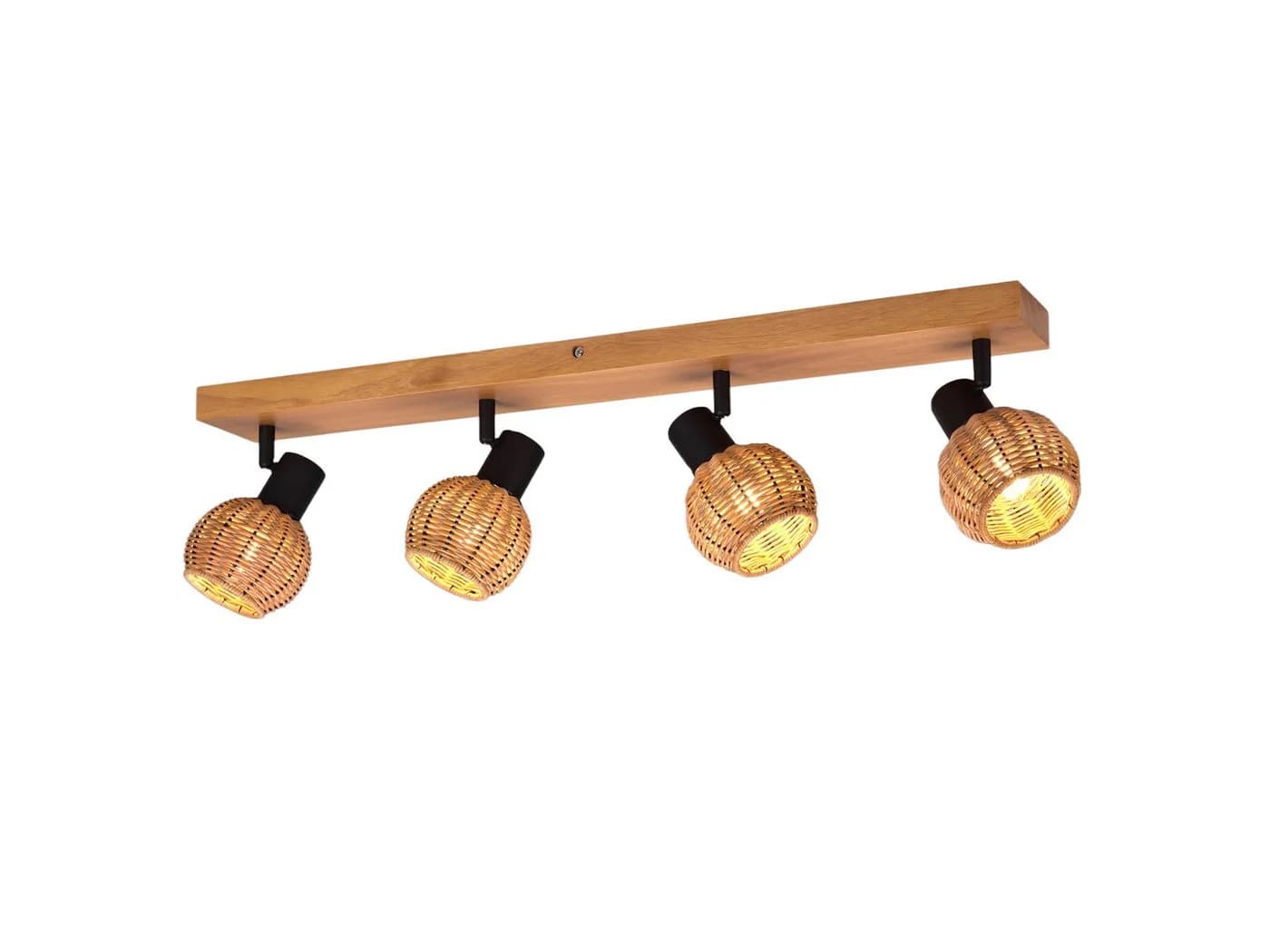 Skandinavische Deckenstrahler Rattan Holz 4-flammig - Bild 2