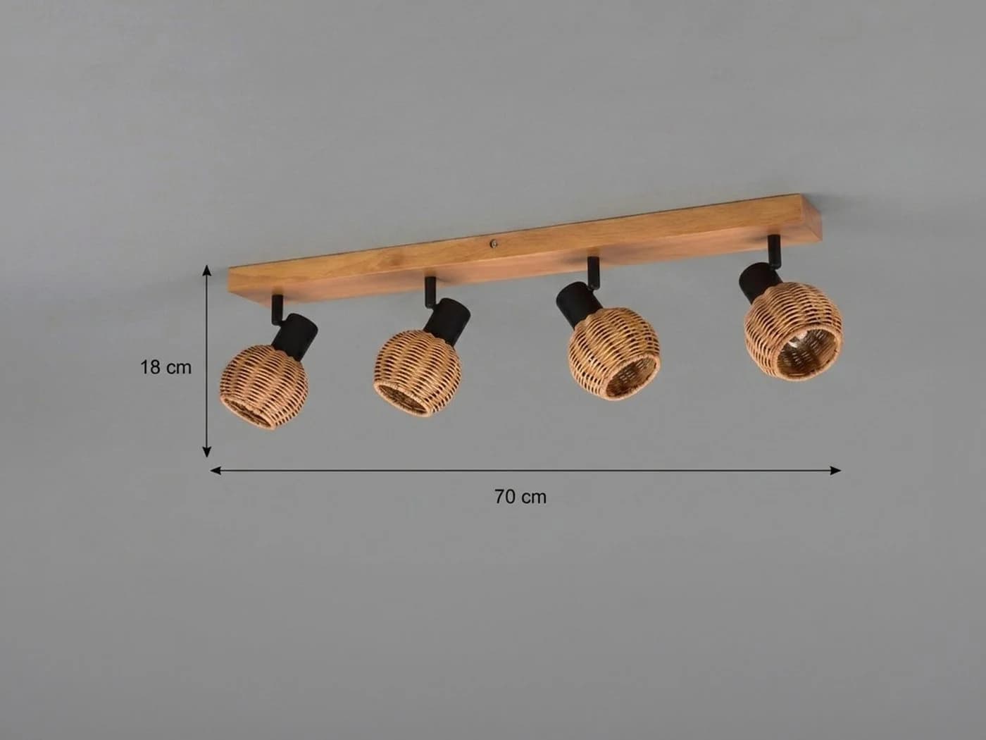 Skandinavische Deckenstrahler Rattan Holz 4-flammig - Bild 4