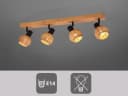 Skandinavische Deckenstrahler Rattan Holz 4-flammig Bild 5