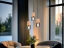 meineWunschleuchte Pendelleuchte 3-flammig Holz & Rauchglas Schwarz Bild 1
