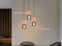 meineWunschleuchte Pendelleuchte 3-flammig Holz & Rauchglas Schwarz Bild 3