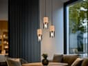 meineWunschleuchte Pendelleuchte 3-flammig Holz & Rauchglas Schwarz Bild 5