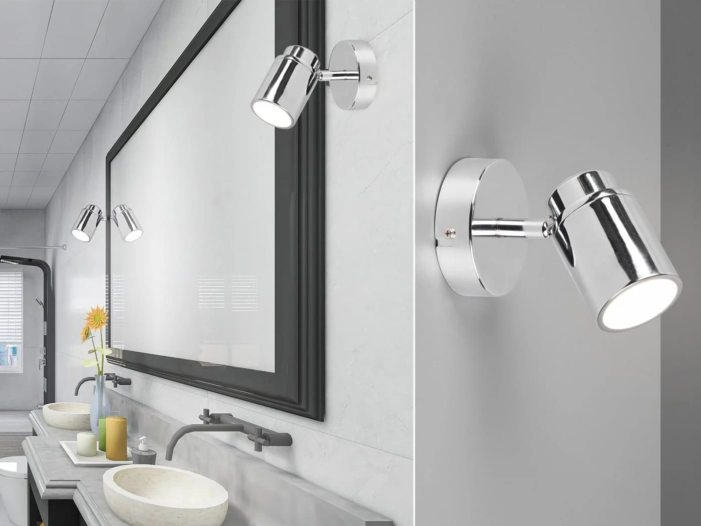 TRIO Leuchten LED Wandstrahler Silber Chrom Dimmbar IP44