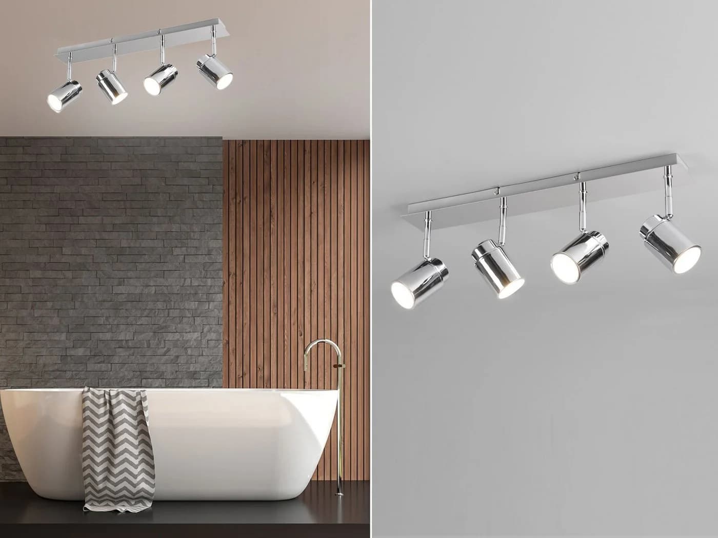 TRIO Leuchten LED Deckenstrahler 4-flammig Silber Chrom Dimmbar