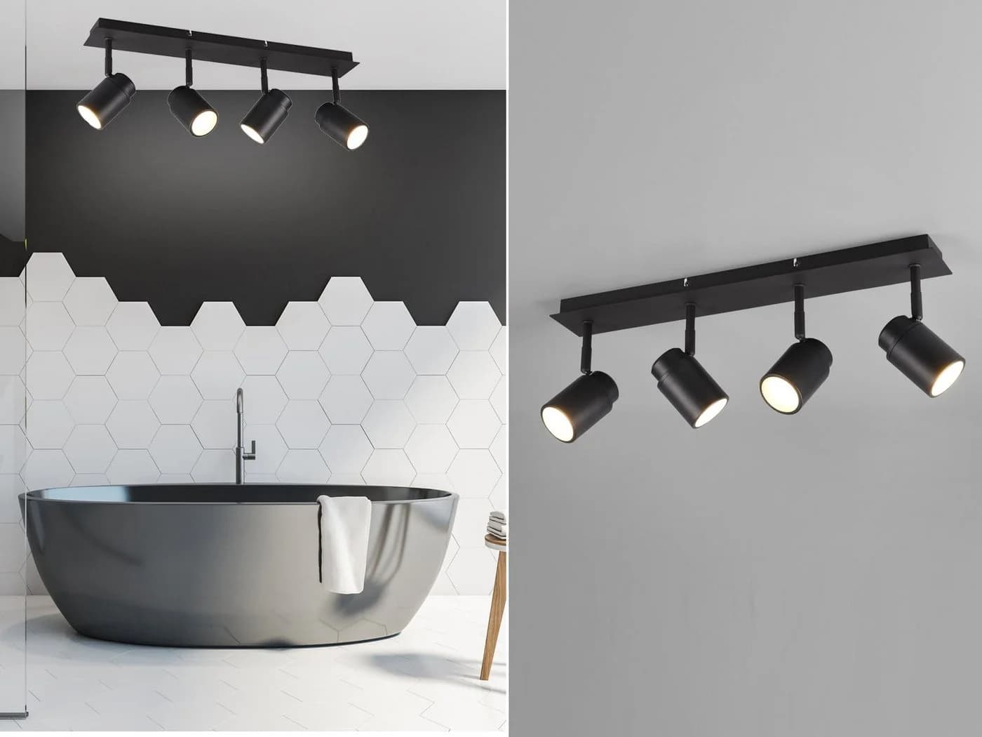 TRIO Leuchten LED Deckenstrahler Schwarz matt Dimmbar 4-flammig IP44