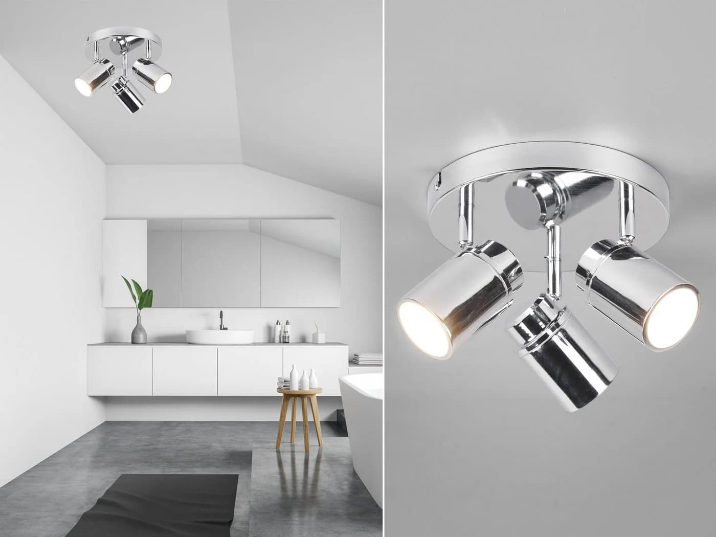 TRIO Leuchten LED Deckenstrahler 3-flammig Silber Chrom Dimmbar