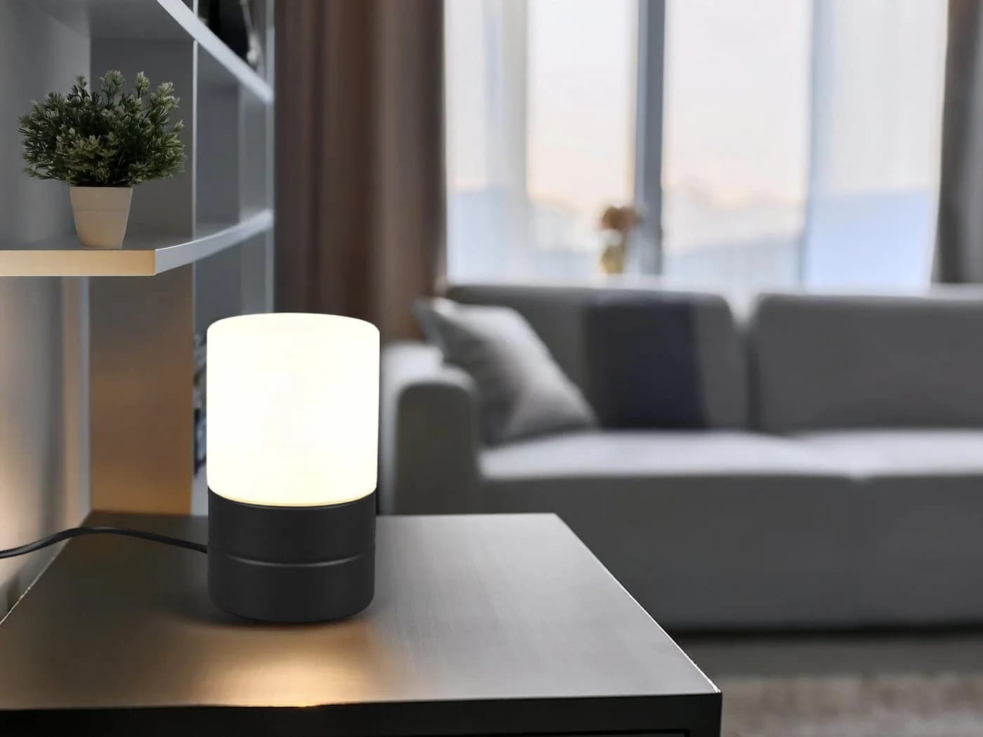 TRIO Leuchten LED Nachttischlampe Schwarz/Weiß Touch-Dimmung Glaszylinder - Bild 5