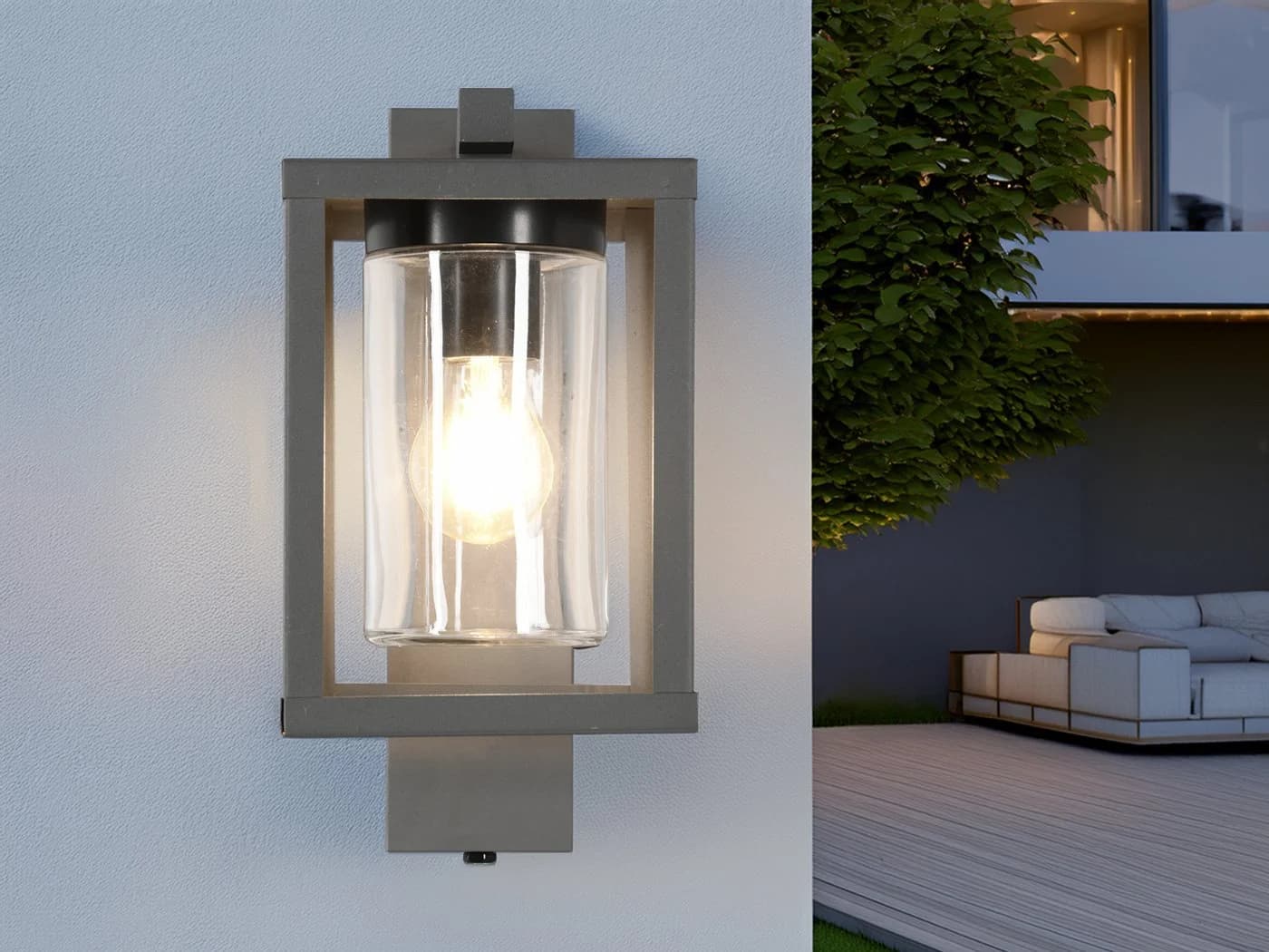 TRIO Leuchten LED Außen-Wandleuchte Anthrazit 33cm mit Tageslichtsensor