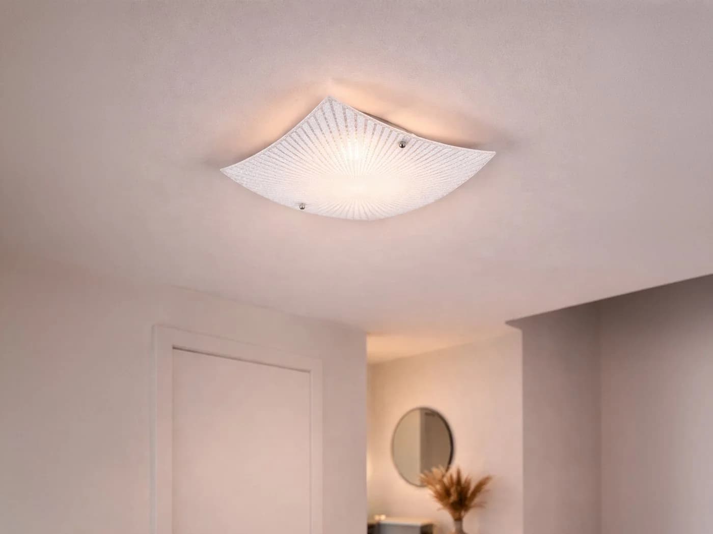 TRIO Leuchten LED Deckenleuchte Warmweiß Opal-Glas Silber