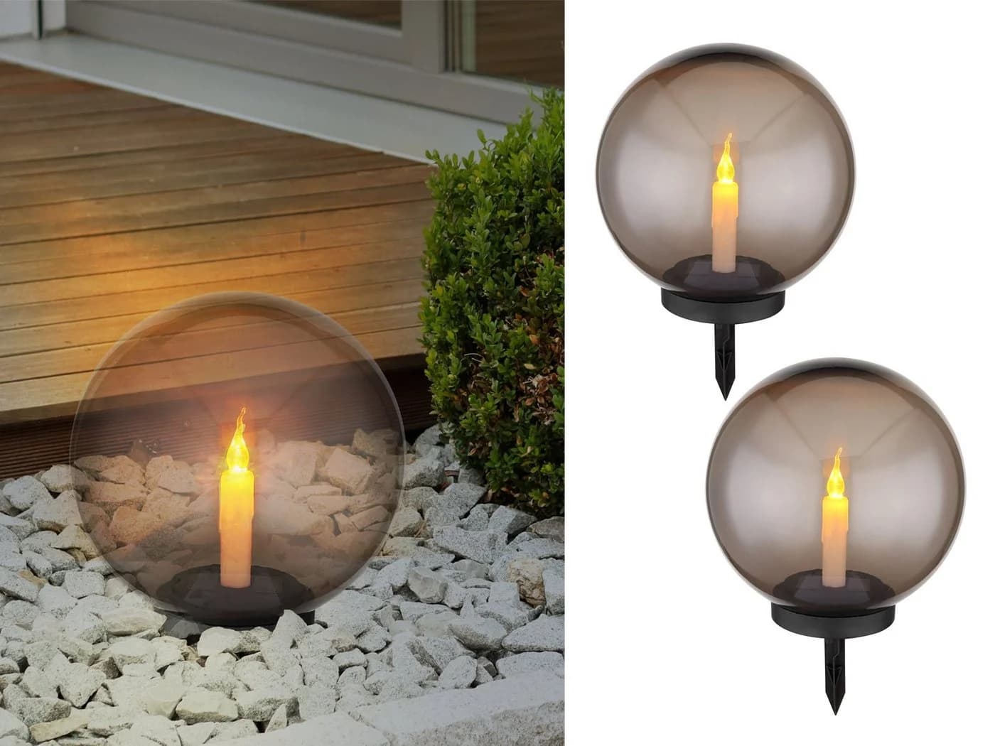 GLOBO LIGHTING LED Solarleuchte 2er Set Warmweiß Dämmerungssensor