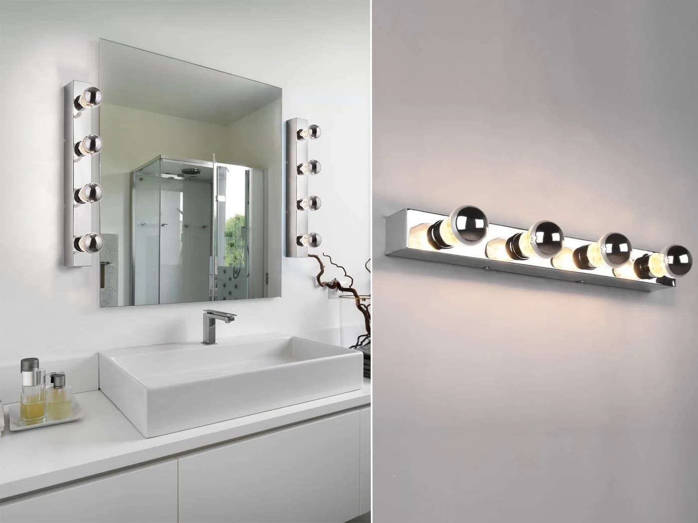 TRIO Leuchten Spiegelleuchte Retro Silber Chrom LED inklusive