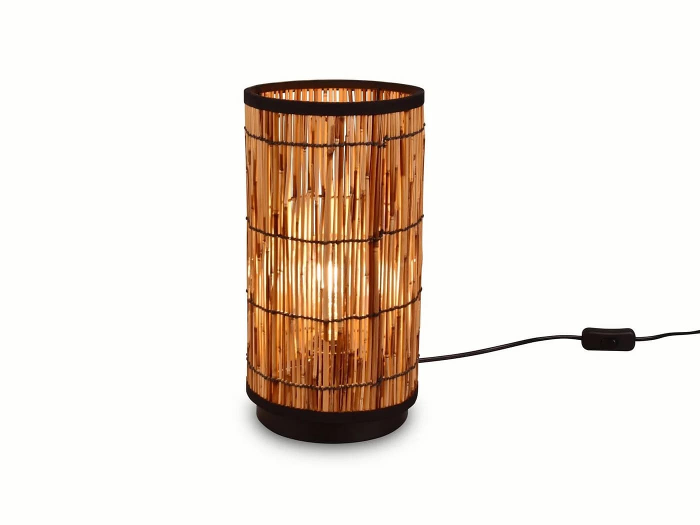 meineWunschleuchte Nachttischlampe, Rattan in Bambusoptik, 34,5 cm - Bild 2