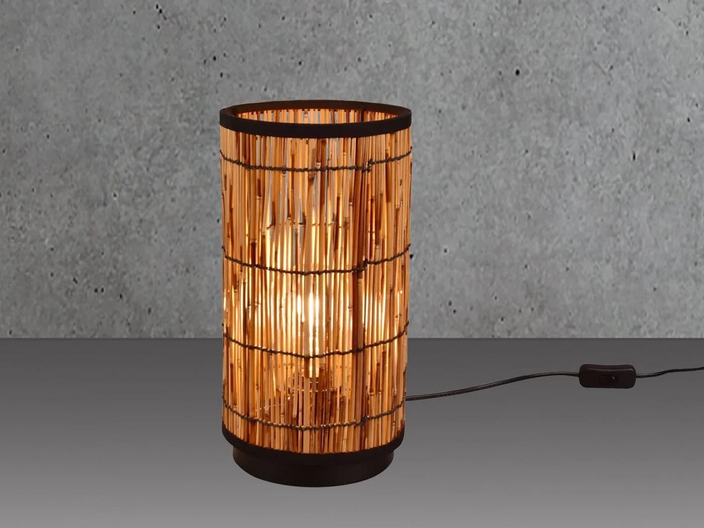 meineWunschleuchte Nachttischlampe, Rattan in Bambusoptik, 34,5 cm - Bild 3