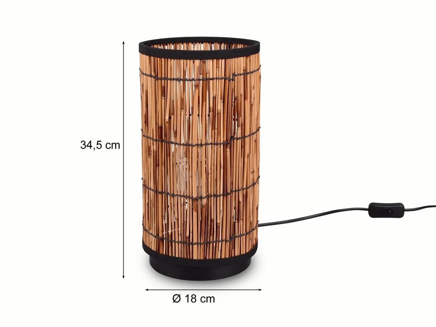 meineWunschleuchte Nachttischlampe, Rattan in Bambusoptik, 34,5 cm - Bild 4