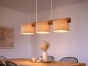 meineWunschleuchte Pendelleuchte 3-flammig Holz Stoff Beige Bild 1