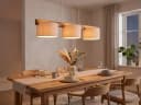 meineWunschleuchte Pendelleuchte 3-flammig Holz Stoff Beige Bild 3