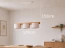 meineWunschleuchte Pendelleuchte 3-flammig Holz Stoff Beige Bild 4