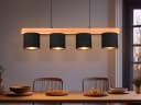 Reality Leuchten LED Pendelleuchte Holz-Balken Schwarz/Gold Dimmbar Bild 1