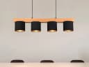 Reality Leuchten LED Pendelleuchte Holz-Balken Schwarz/Gold Dimmbar Bild 5