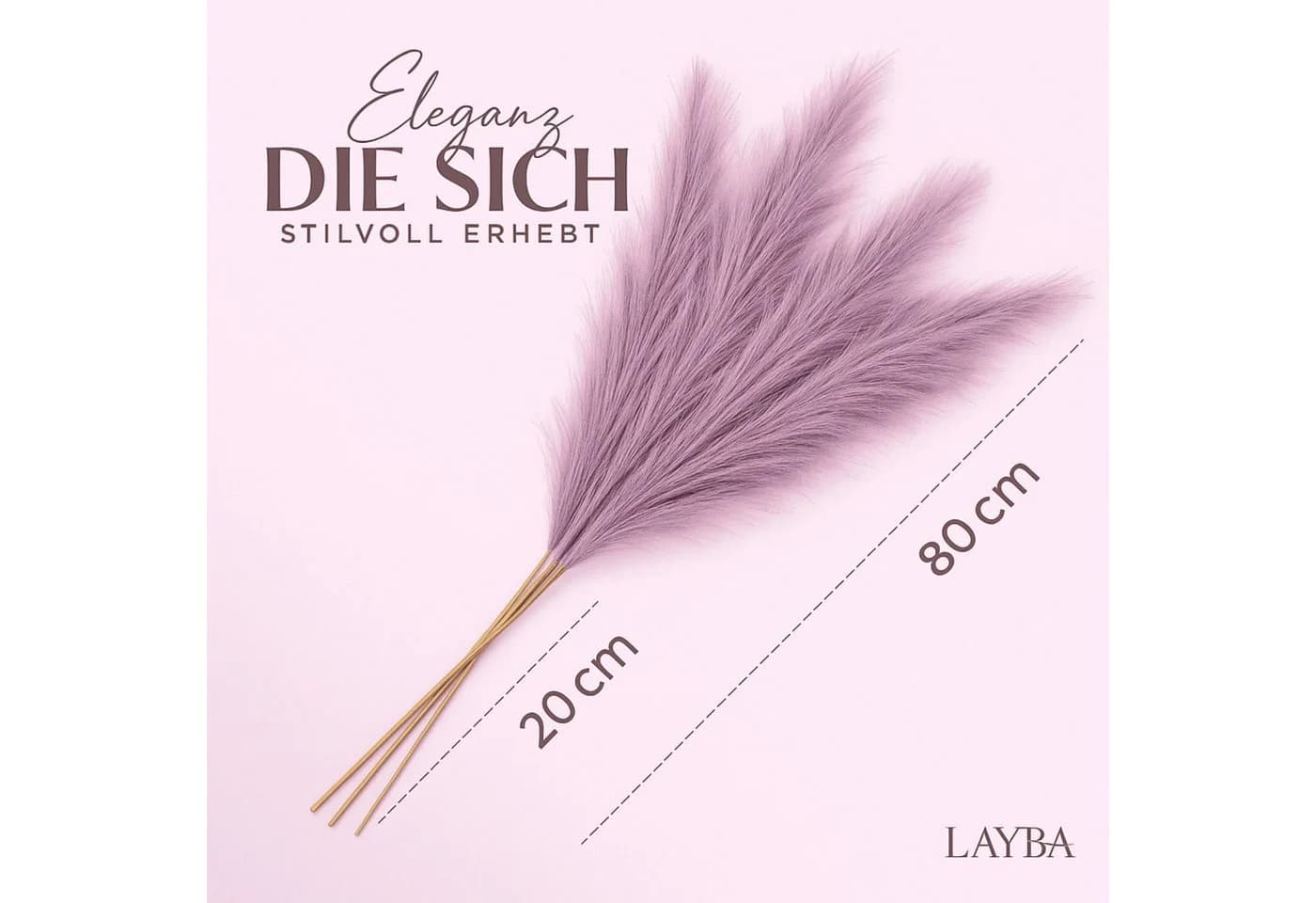 Layba Kunstpflanze Pampasgras Lila 100 cm 3 Stiele - Bild 5