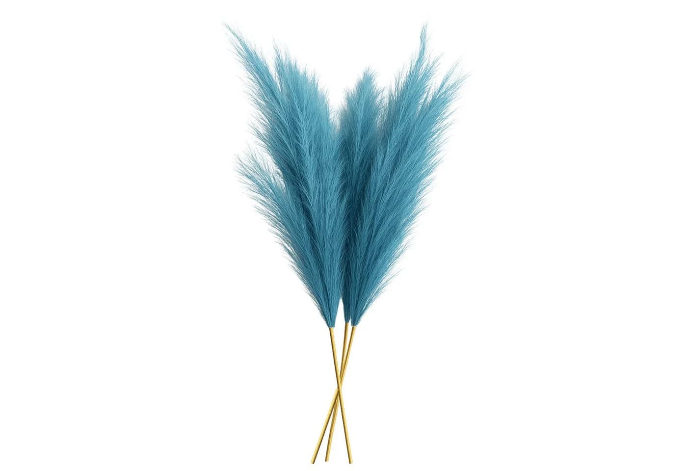 Layba Kunstpflanze Pampasgras XXL Blau 3 Stiele Seide - Bild 2