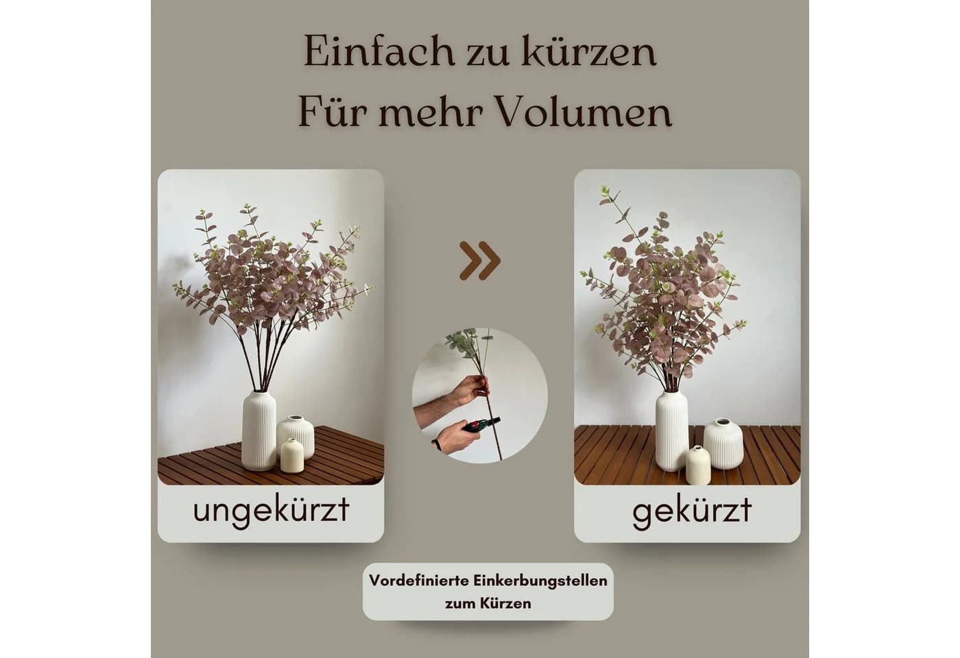 Künstlicher Eukalyptus 85 cm Dekorative Kunstzweige 3er Set Layba - Bild 4