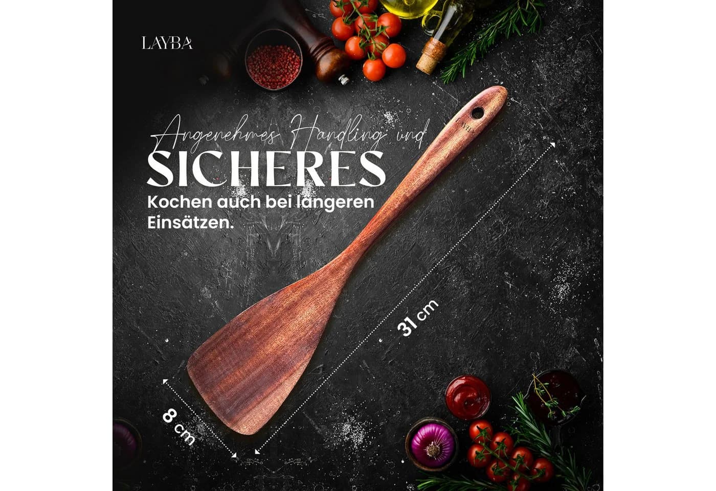 Layba Teakholz Küchenspatel Kochbesteck Set - Bild 3