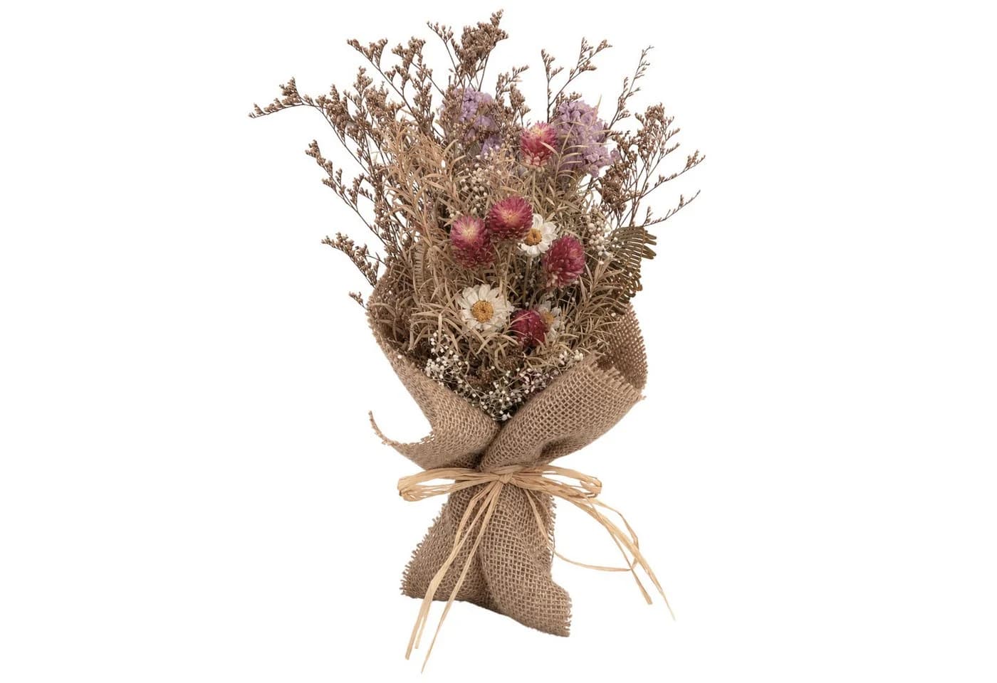 LAYBA Trockenblumenstrauß Natur-Beige-Bordeaux mit Jute - Bild 2