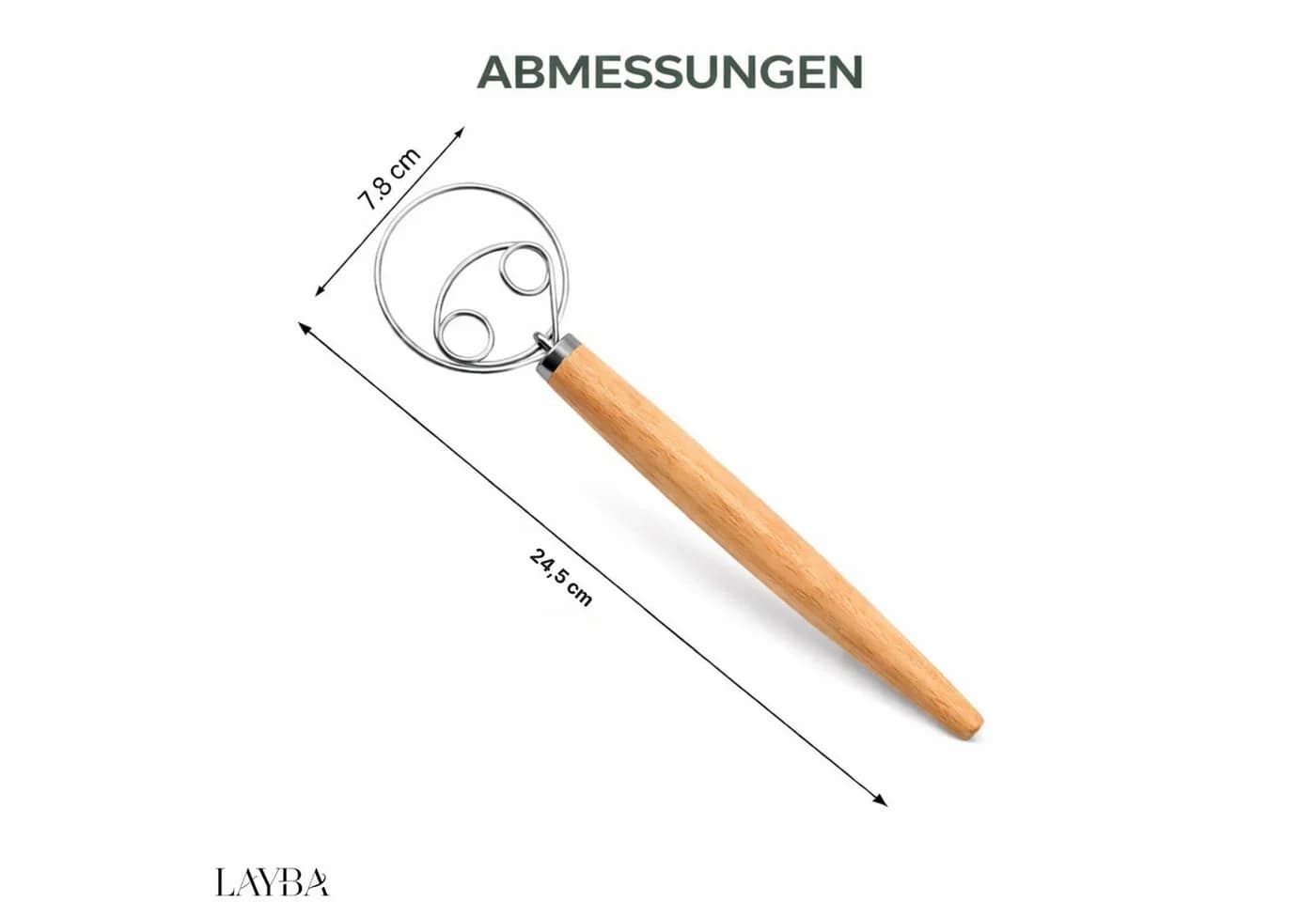 Layba Dänischer Teigbesen aus Edelstahl & Holz - Bild 5
