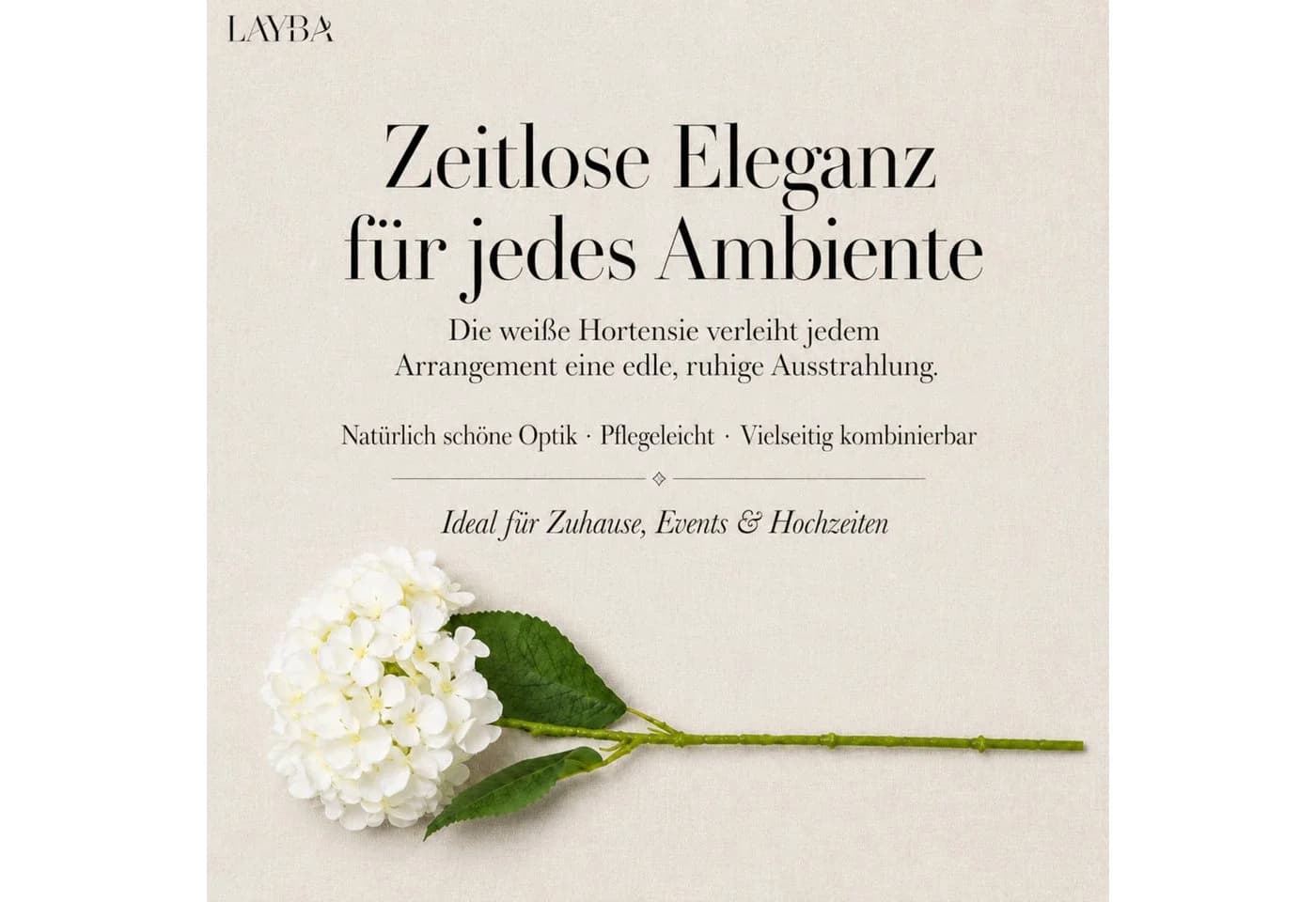 LAYBA Künstliche Hortensie 3er-Set Weiß 40 cm - Bild 4