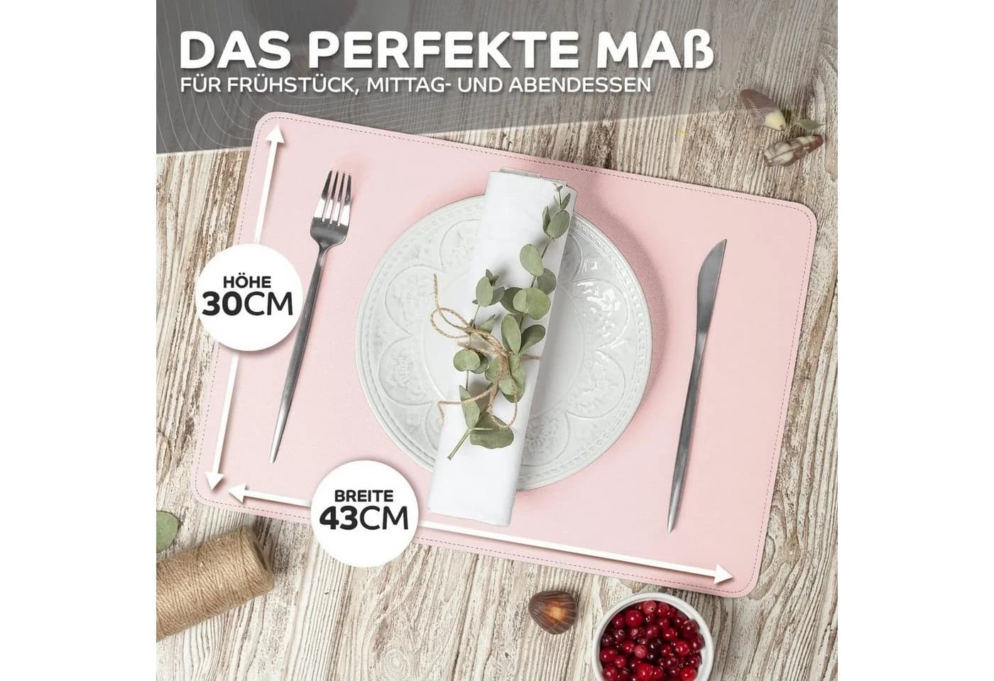 Loco Bird Platzset 4er Set Kunstleder Rosa Lederoptik