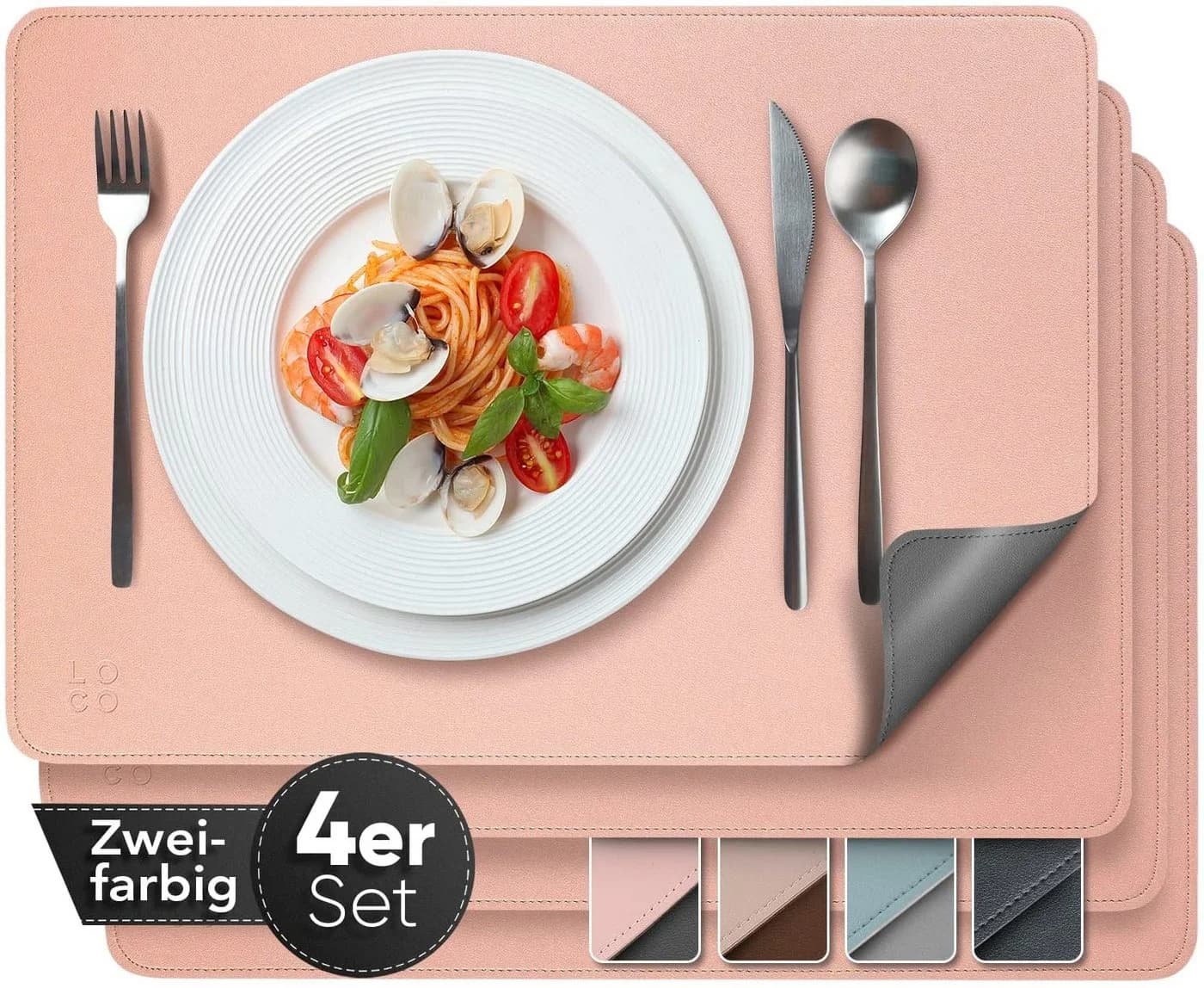 Loco Bird Platzset 4er Set Kunstleder Rosa Lederoptik - Bild 2