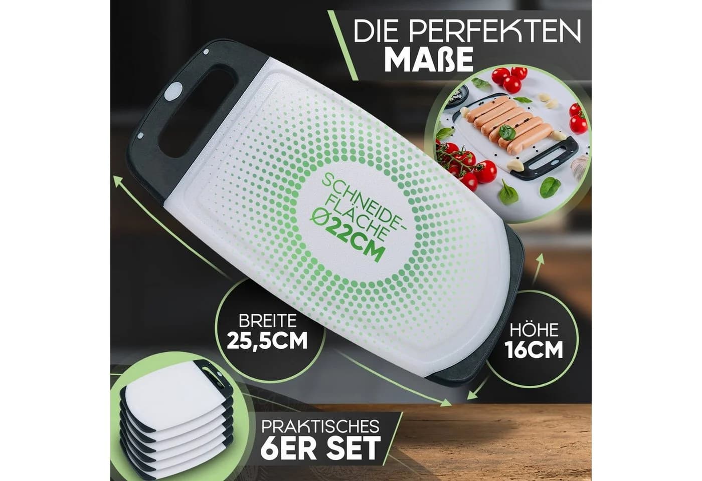 Loco Bird Frühstücksbrett 6er Set Kunststoff Antibakteriell