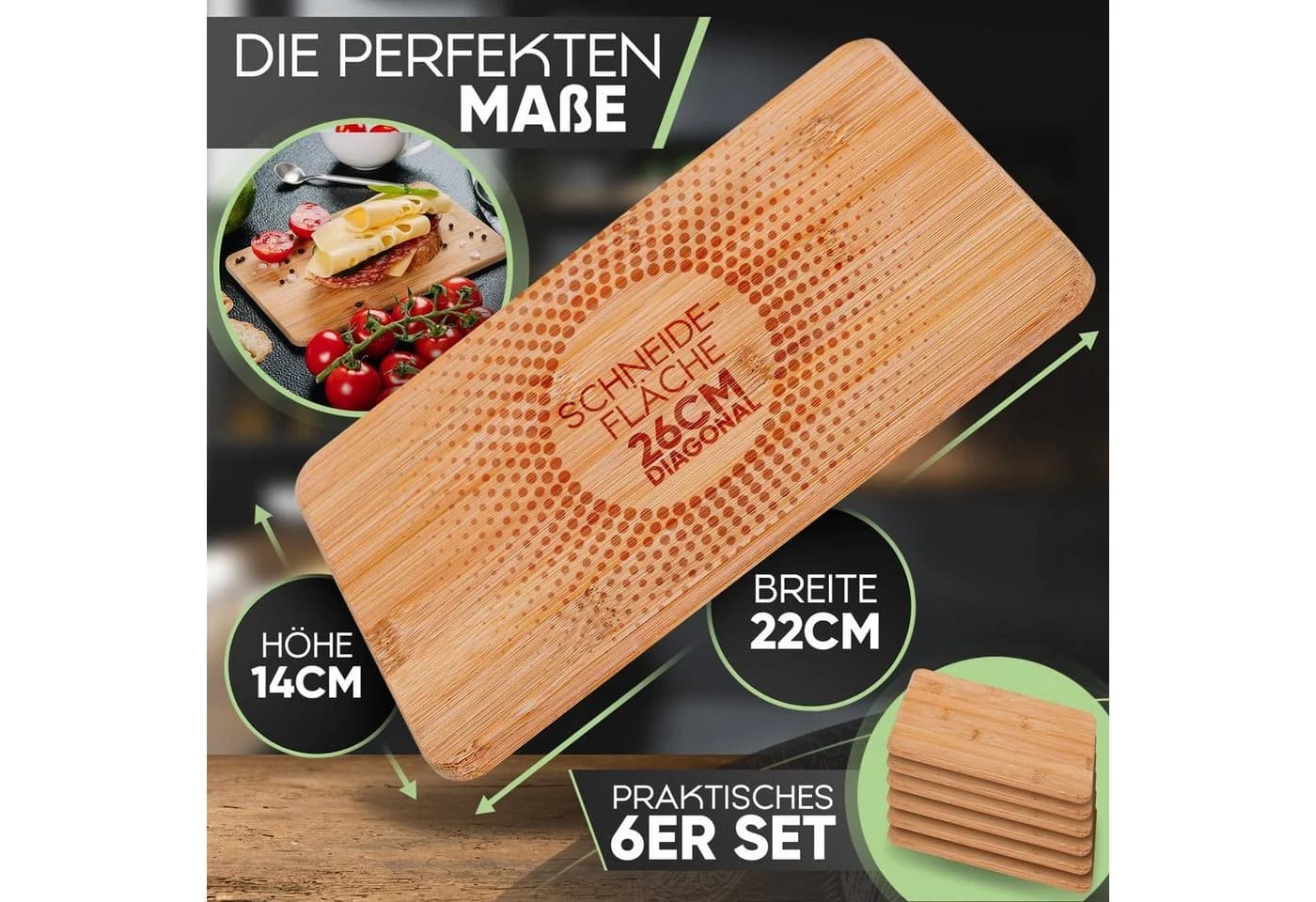 Loco Bird Frühstücksbrett 6er Set Bambus