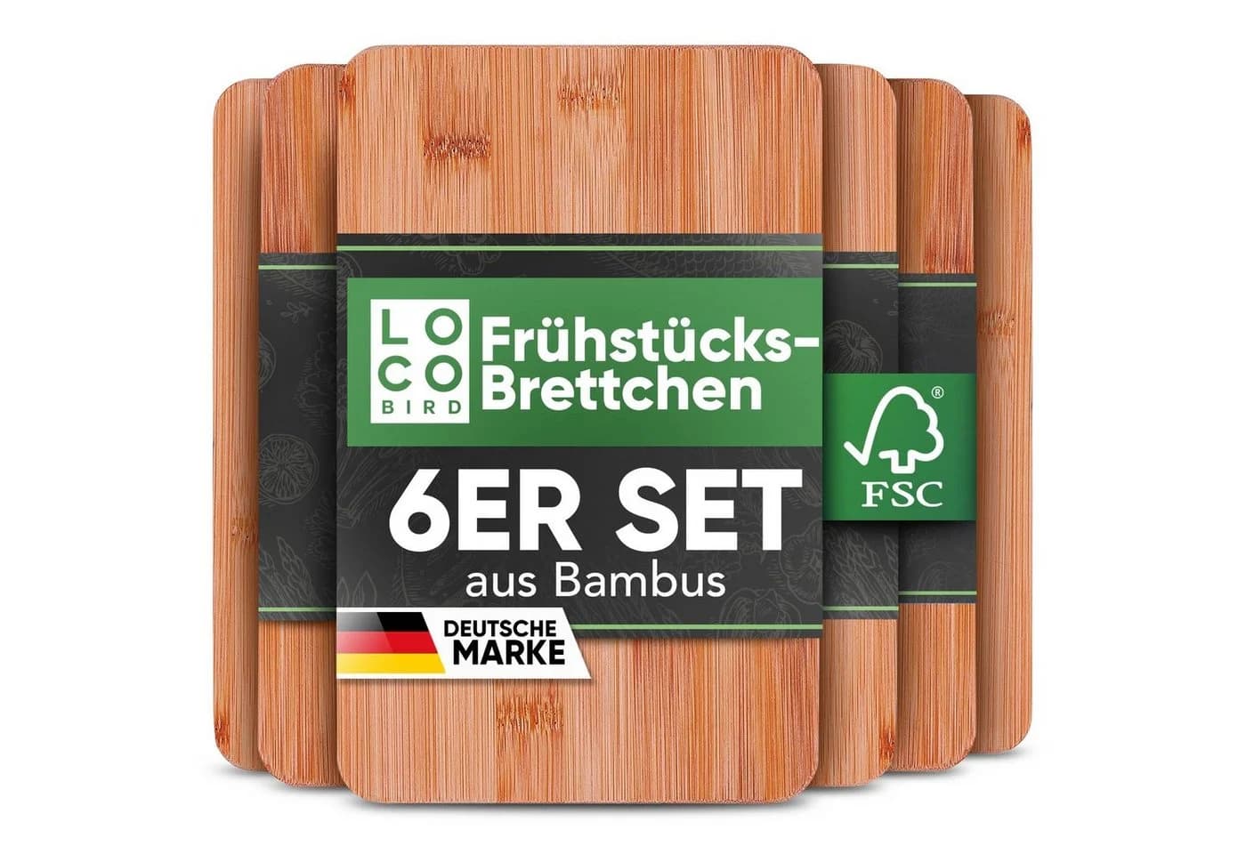 Loco Bird Frühstücksbrett 6er Set Bambus - Bild 2