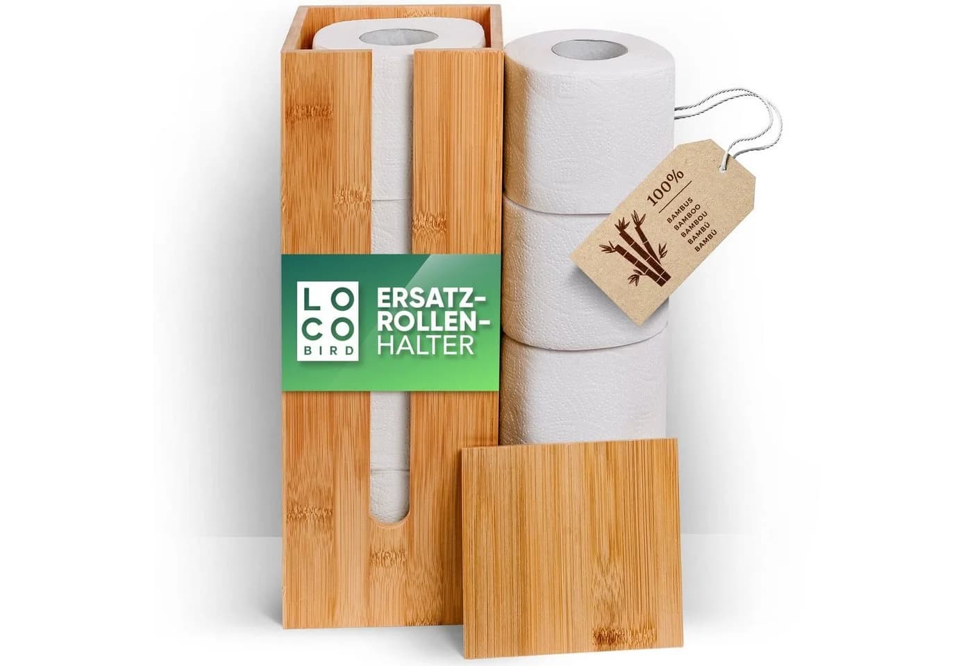 Loco Bird Toilettenpapierhalter Bambus stehend mit Deckel - Bild 2