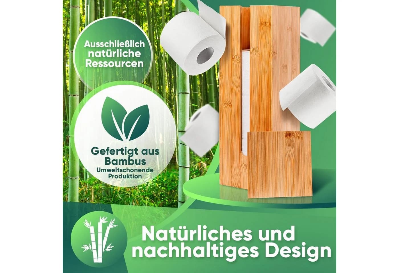 Loco Bird Toilettenpapierhalter Bambus stehend mit Deckel - Bild 3