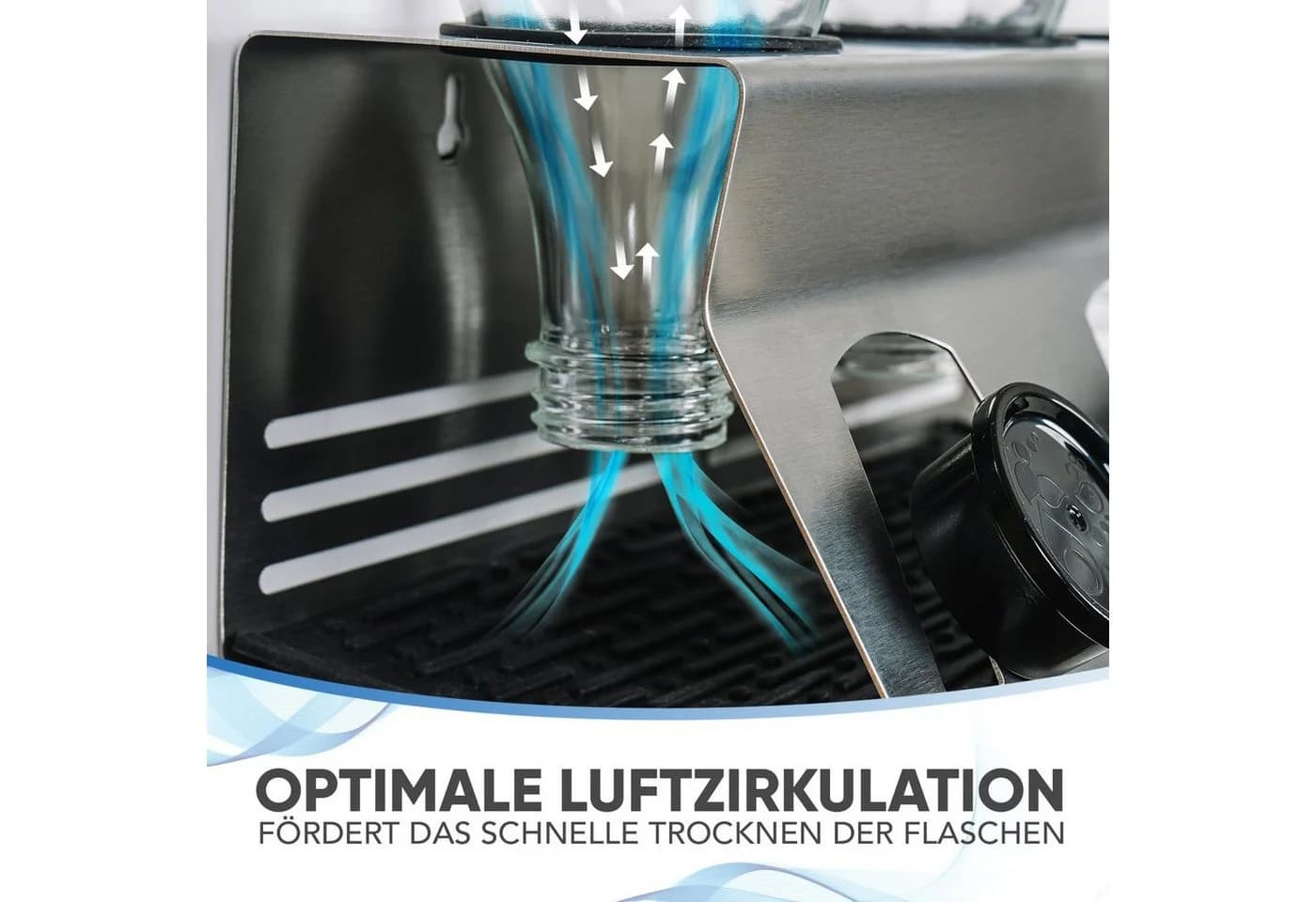 Loco Bird Flaschenhalter Edelstahl für SodaStream mit Abtropfmatte - Bild 5