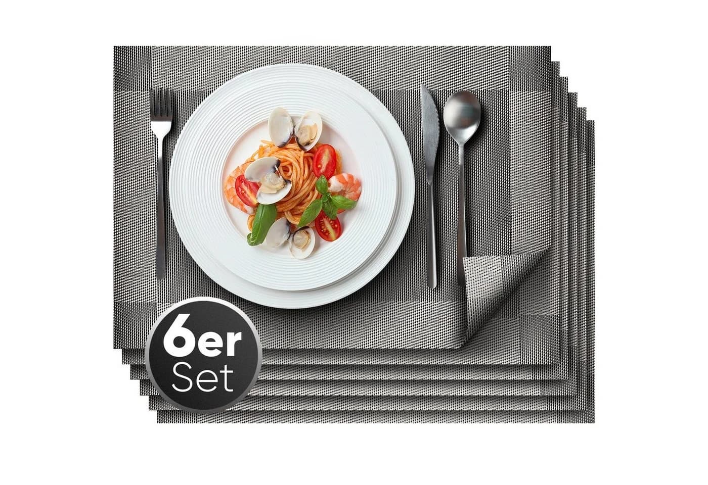 Loco Bird Platzset 6-tlg. Silber PVC Rechteckig Abwischbar - Bild 2