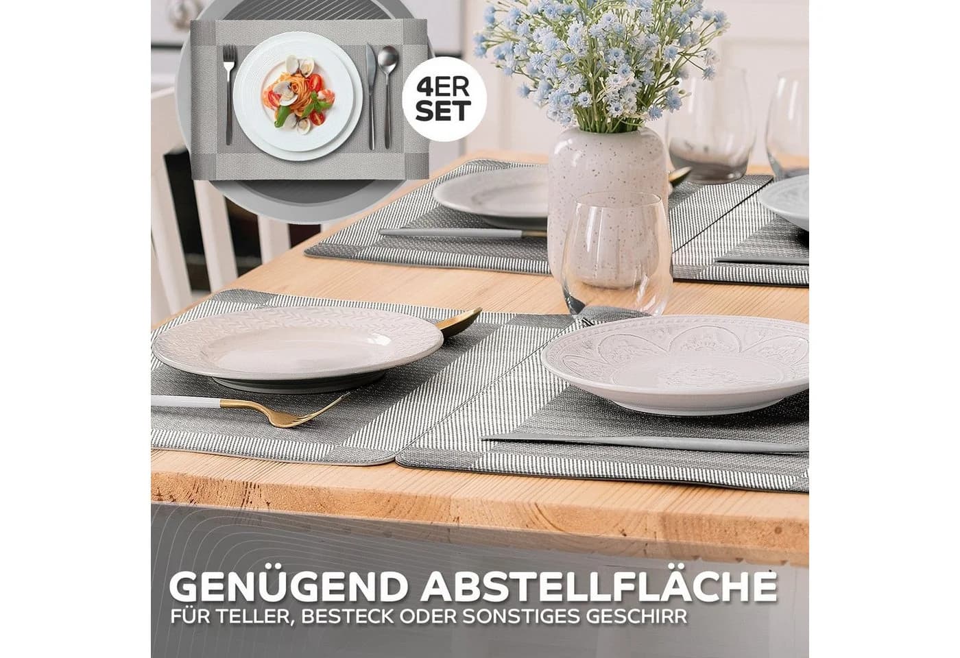 Loco Bird Platzset 6-tlg. Silber PVC Rechteckig Abwischbar - Bild 4