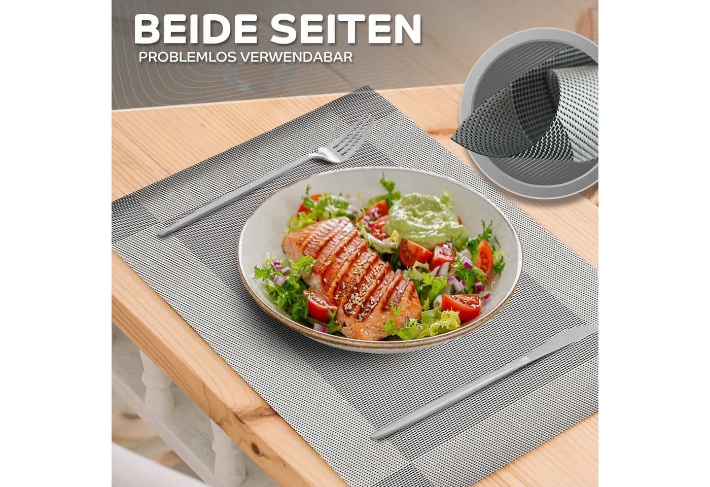 Loco Bird Platzset 6-tlg. Silber PVC Rechteckig Abwischbar - Bild 5