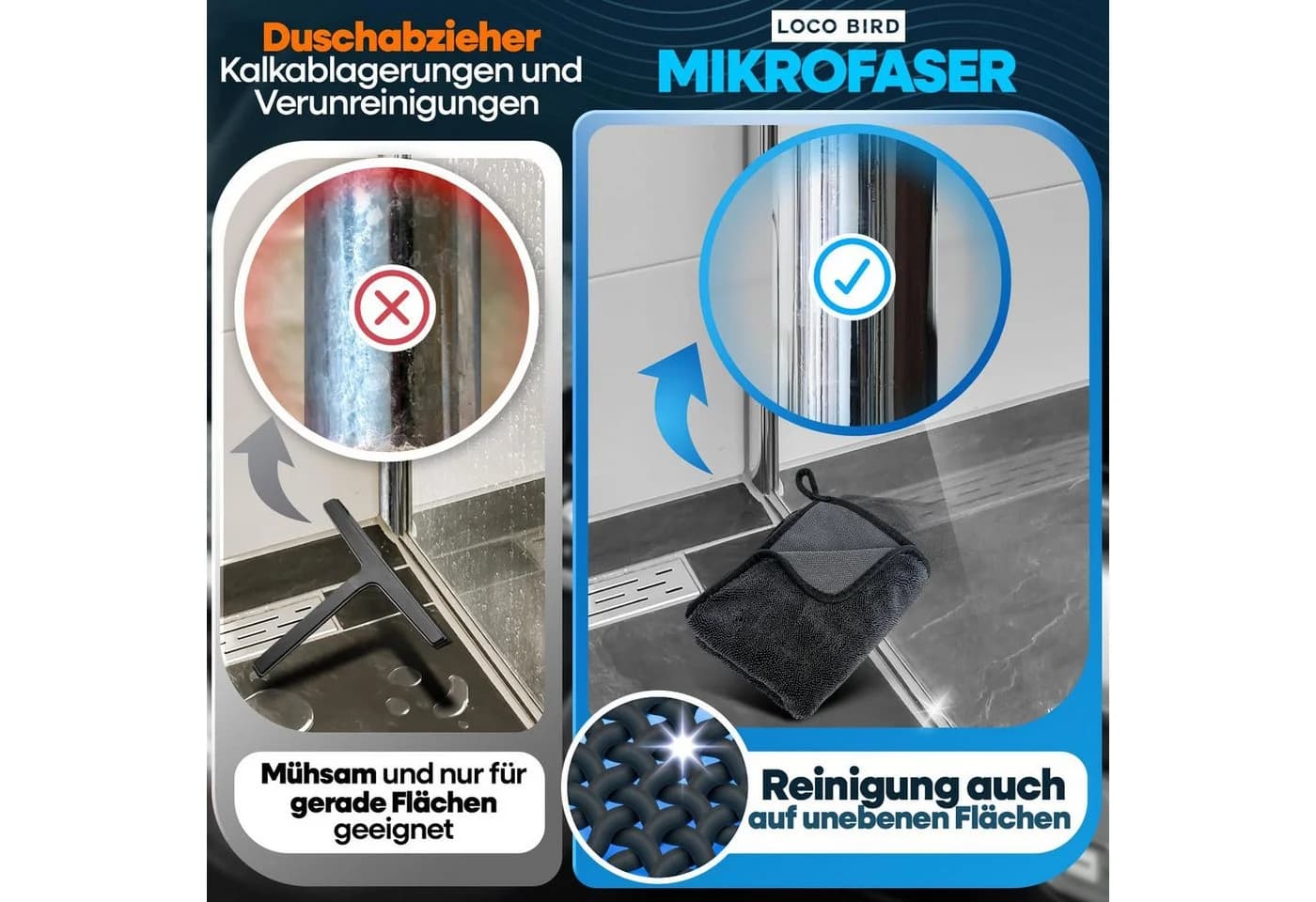 Loco Bird Trockentuch Microfaser Grau 600 GSM - Bild 4